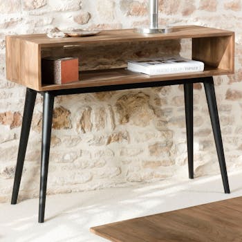 Console esprit scandinave en Teck recyclé 1 niche 100x35x78cm SWING