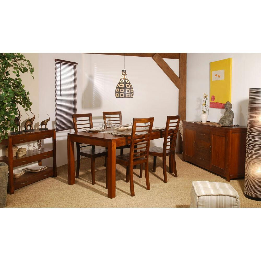 Console exotique avec tiroirs bois brun 90cm LOLA