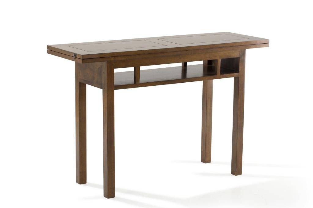 Console extensible en table repas hévéa 120cm HELENA