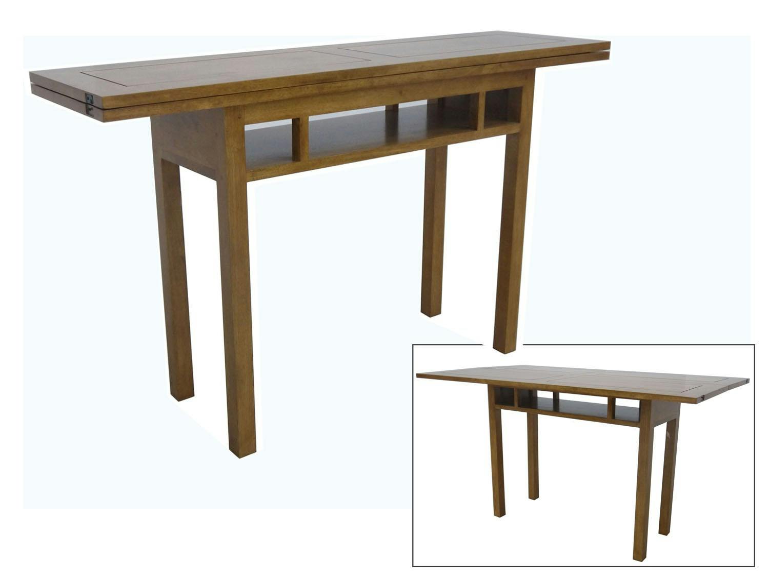 Console extensible en table repas hévéa 140cm HELENA