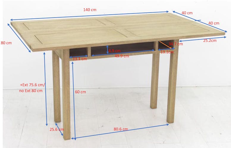 Console extensible en table repas hévéa 140cm HELENA