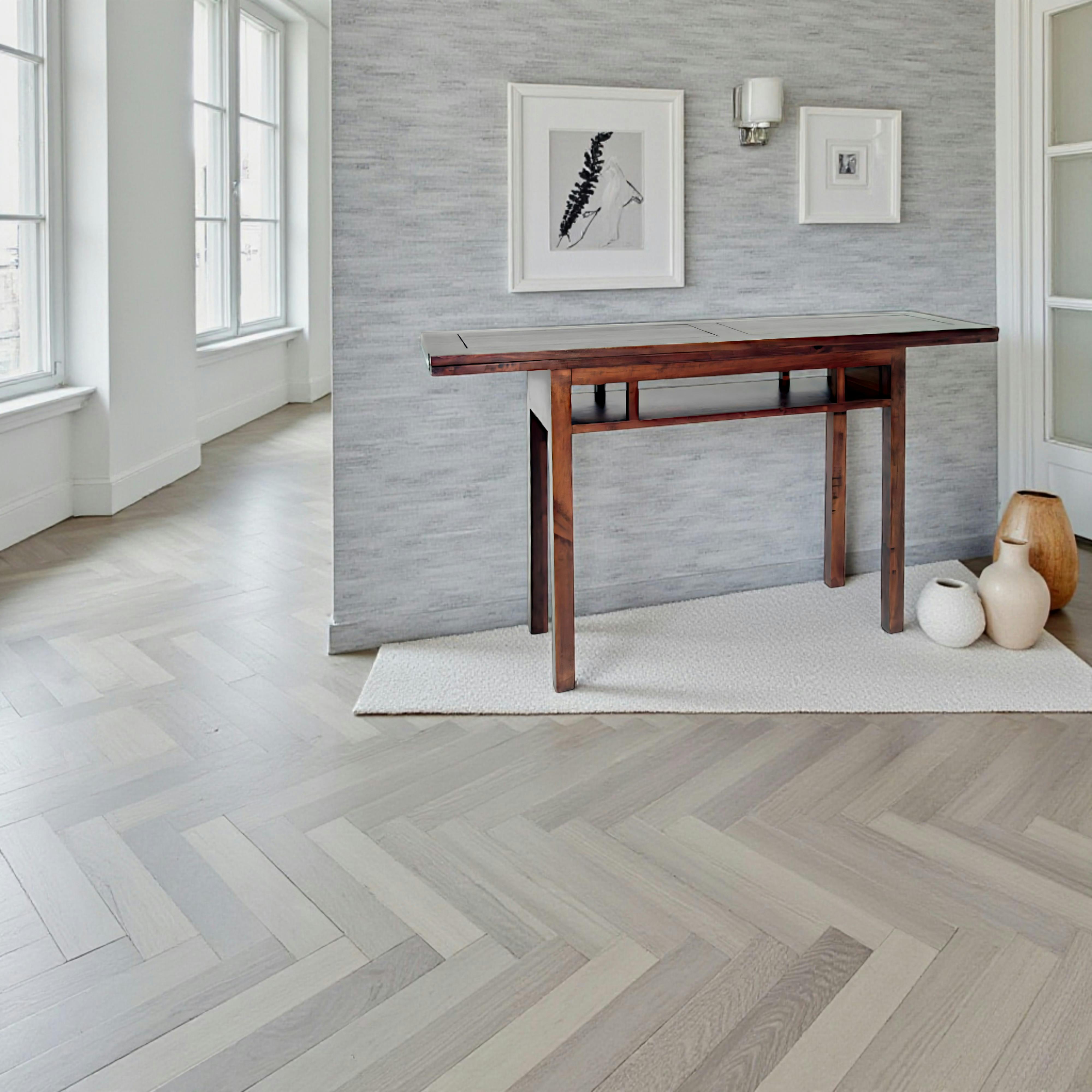 Console extensible en table repas hévéa 140cm HELENA