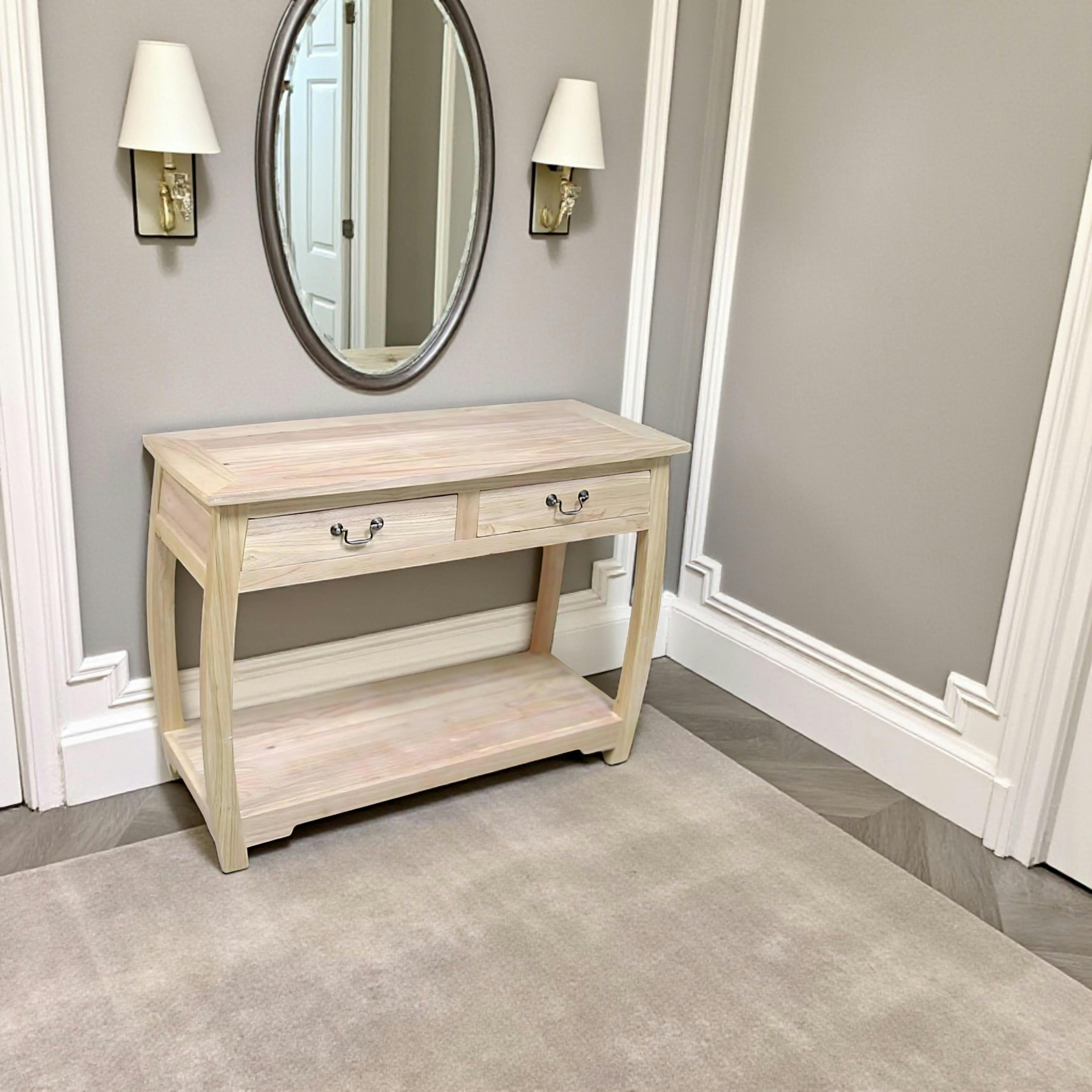 Console galbée 2 tiroirs hévéa 107x43x78cm TRADITION