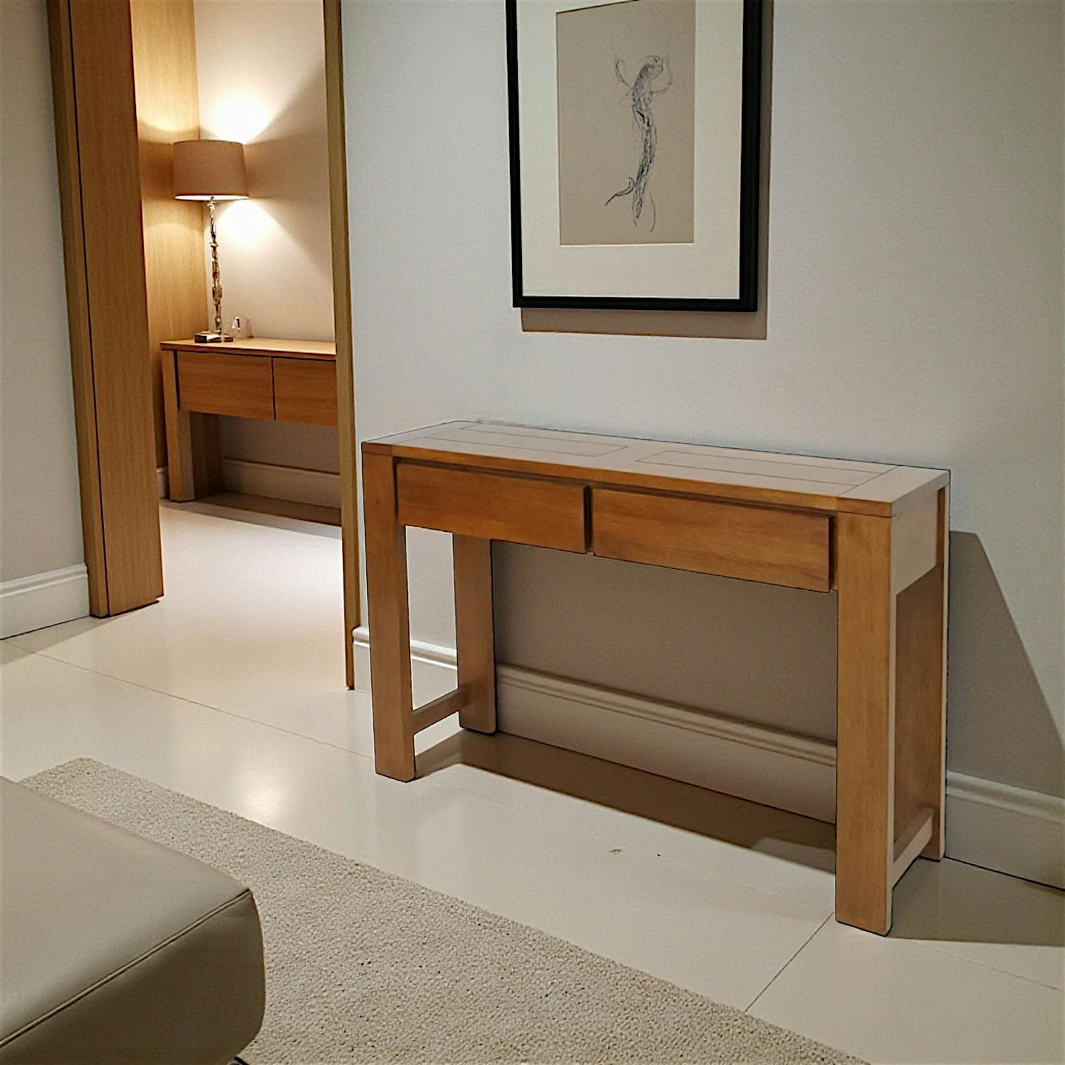 Console Hévéa 2 tiroirs 115x30x75cm OLGA