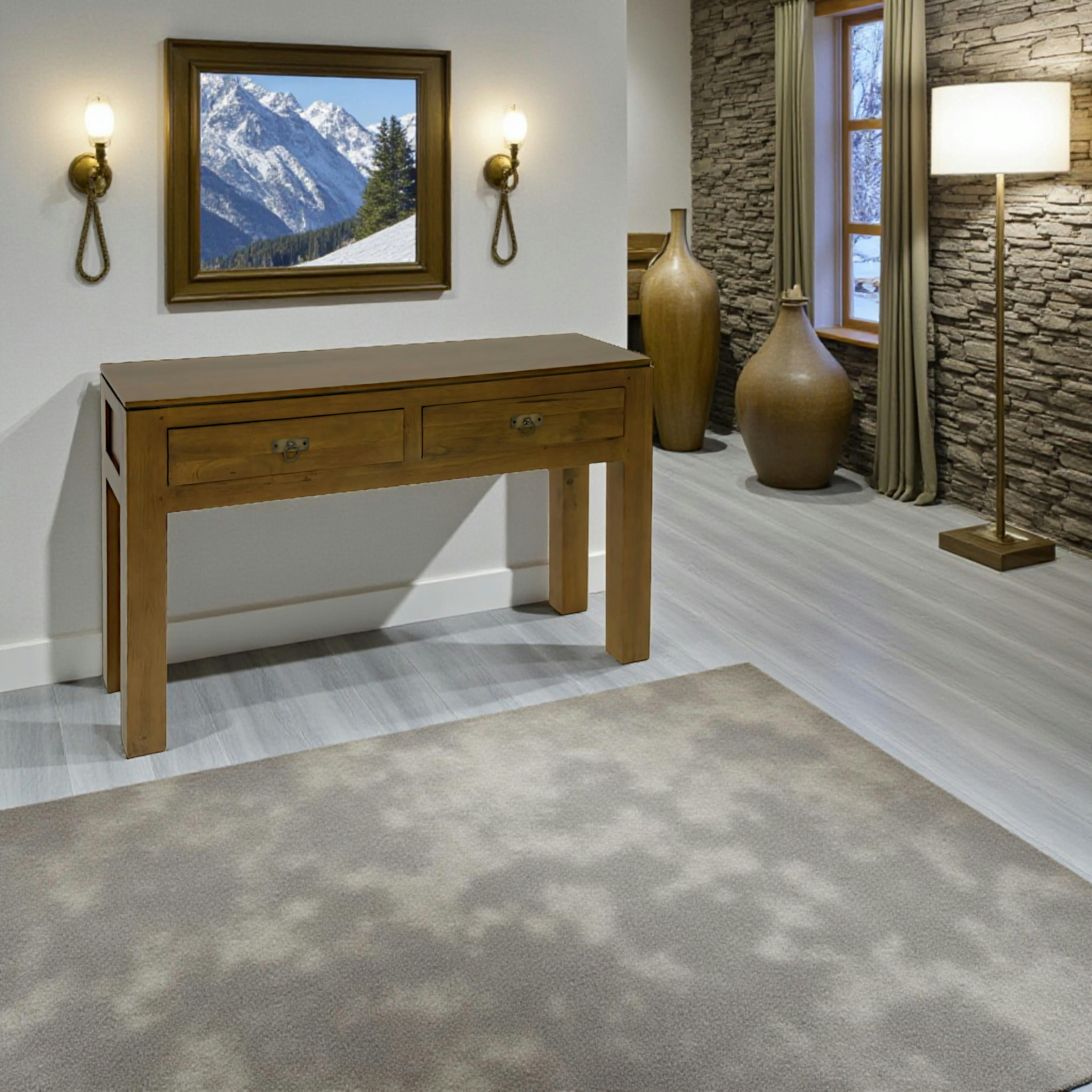 Console hévéa 2 tiroirs 120cm HELENA
