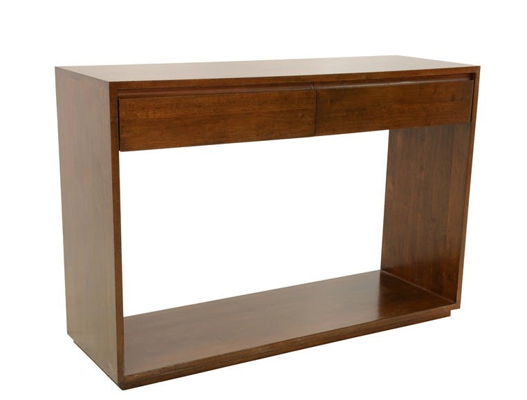 Console Hévéa 2 tiroirs, double plateaux 120x40x85cm BALTIC