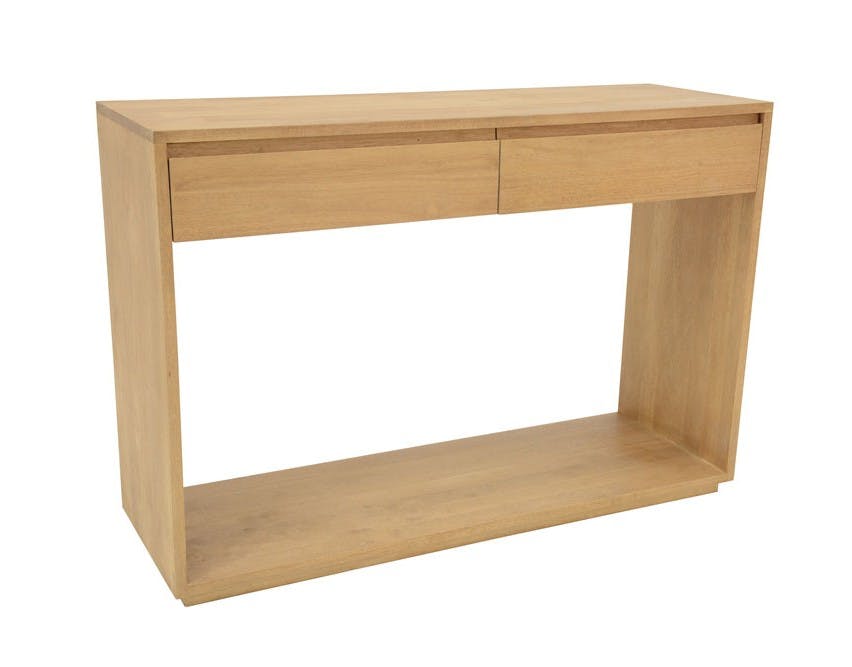 Console Hévéa 2 tiroirs, double plateaux 120x40x85cm BALTIC