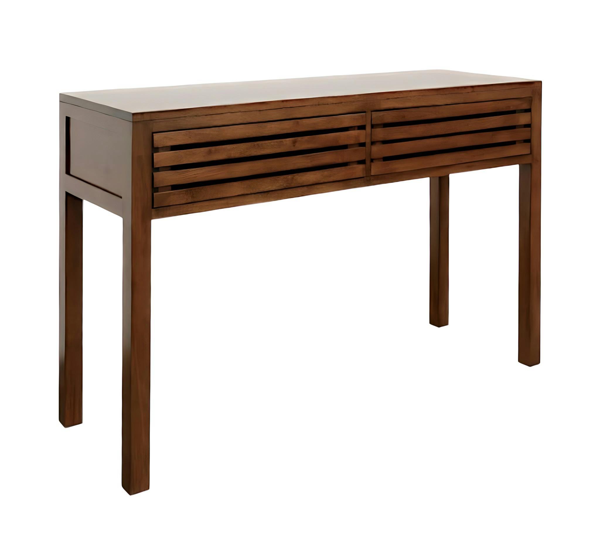 Console Hévéa 2 tiroirs façade Persienne 120x40x80cm NEW ORLEANS