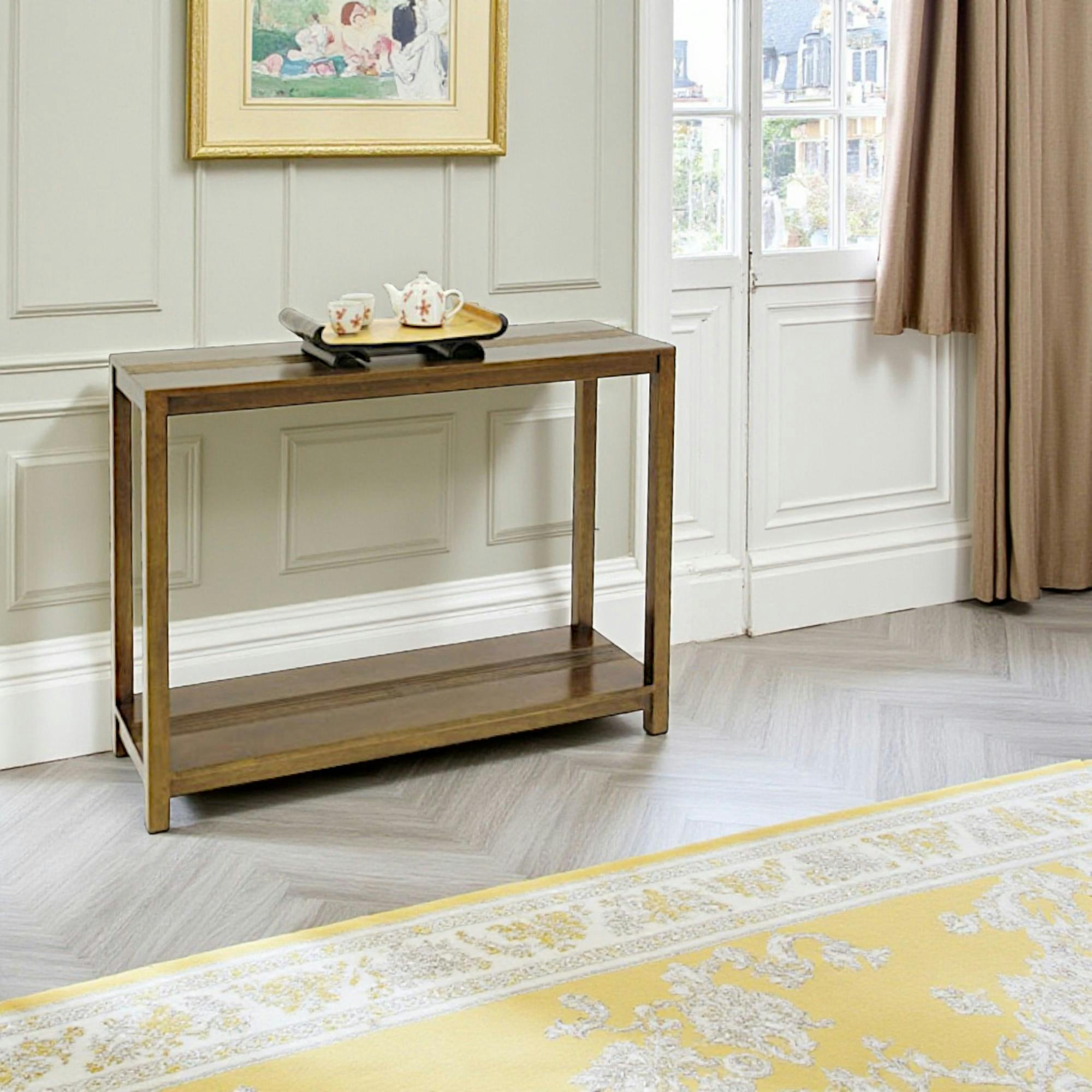 Console hévéa double plateau 110cm GALA
