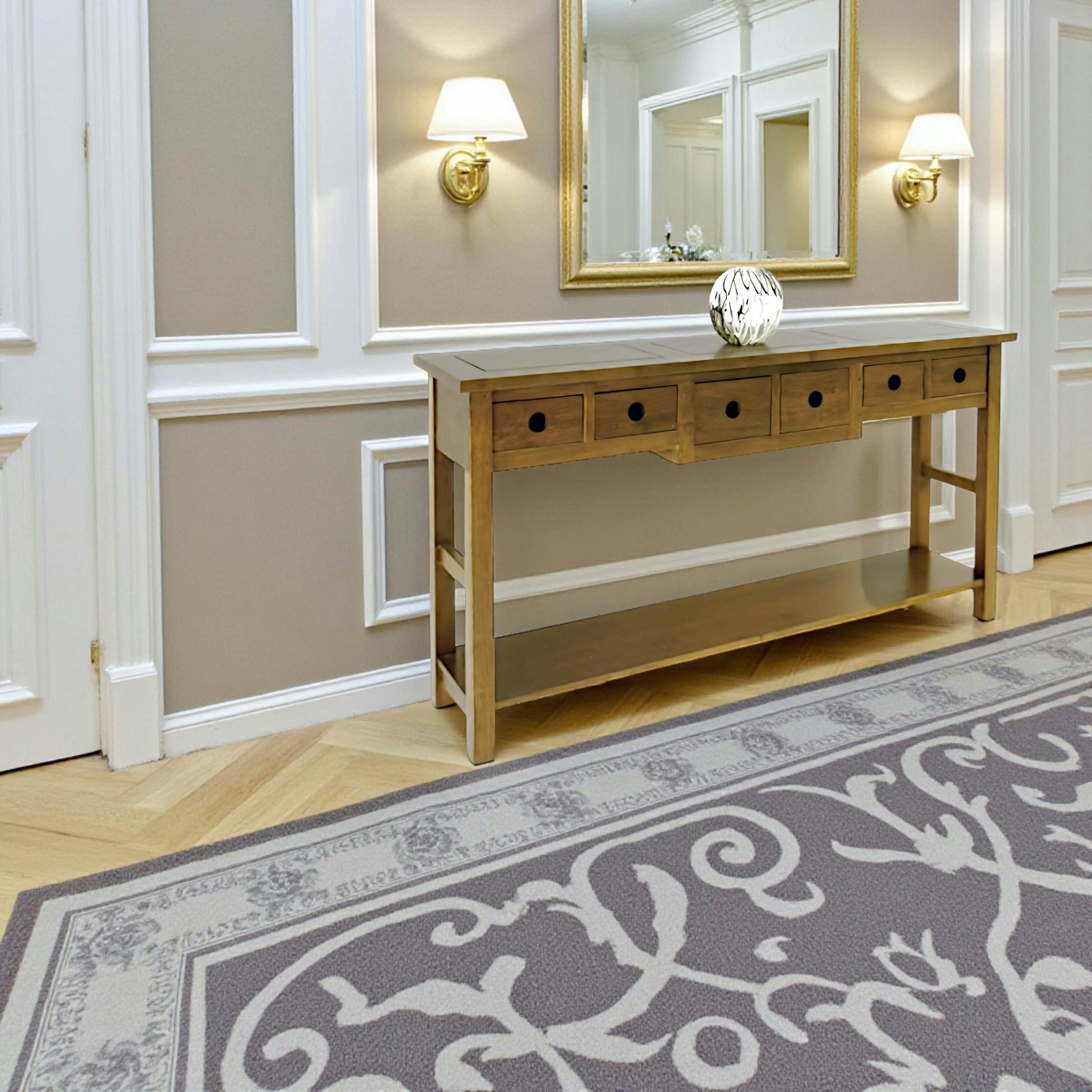Console Hévéa double plateaux, 6 tiroirs 145x35x78cm TRADITION