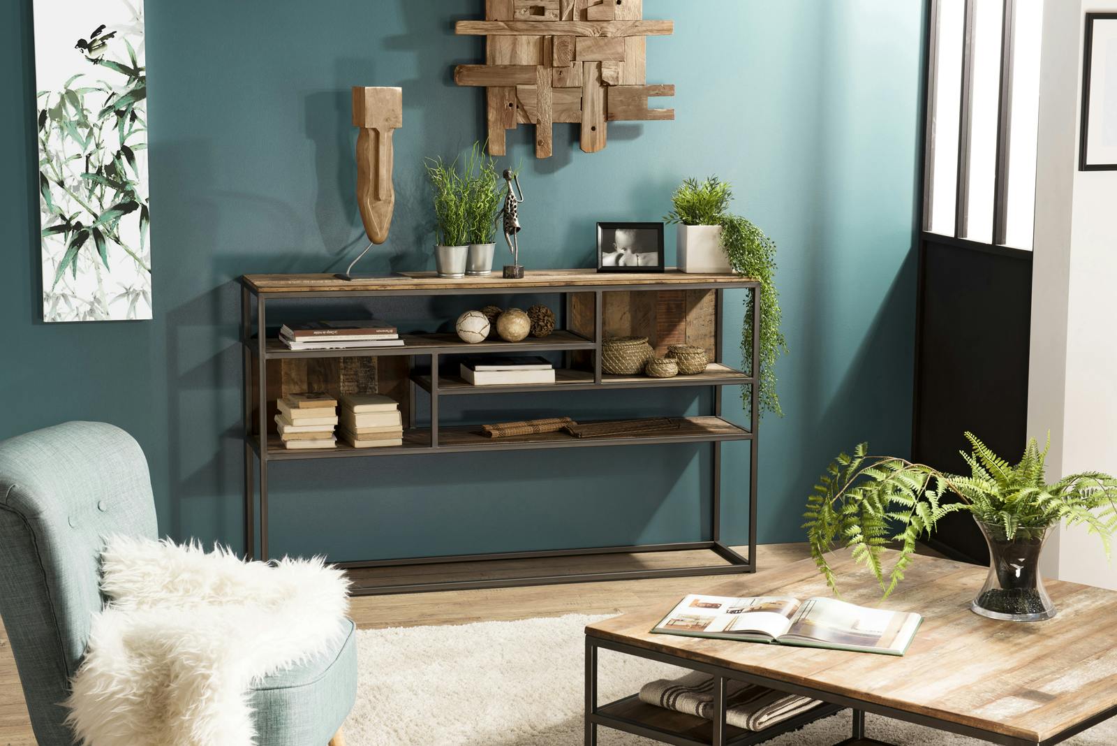 Console industrielle teck recyclé SWING