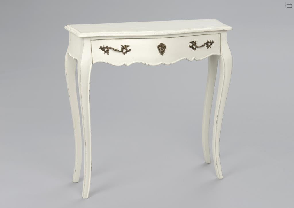 Console Louis XV romantique Blanc cassé patiné 80 cm MURANO L80xP25xH80 AMADEUS