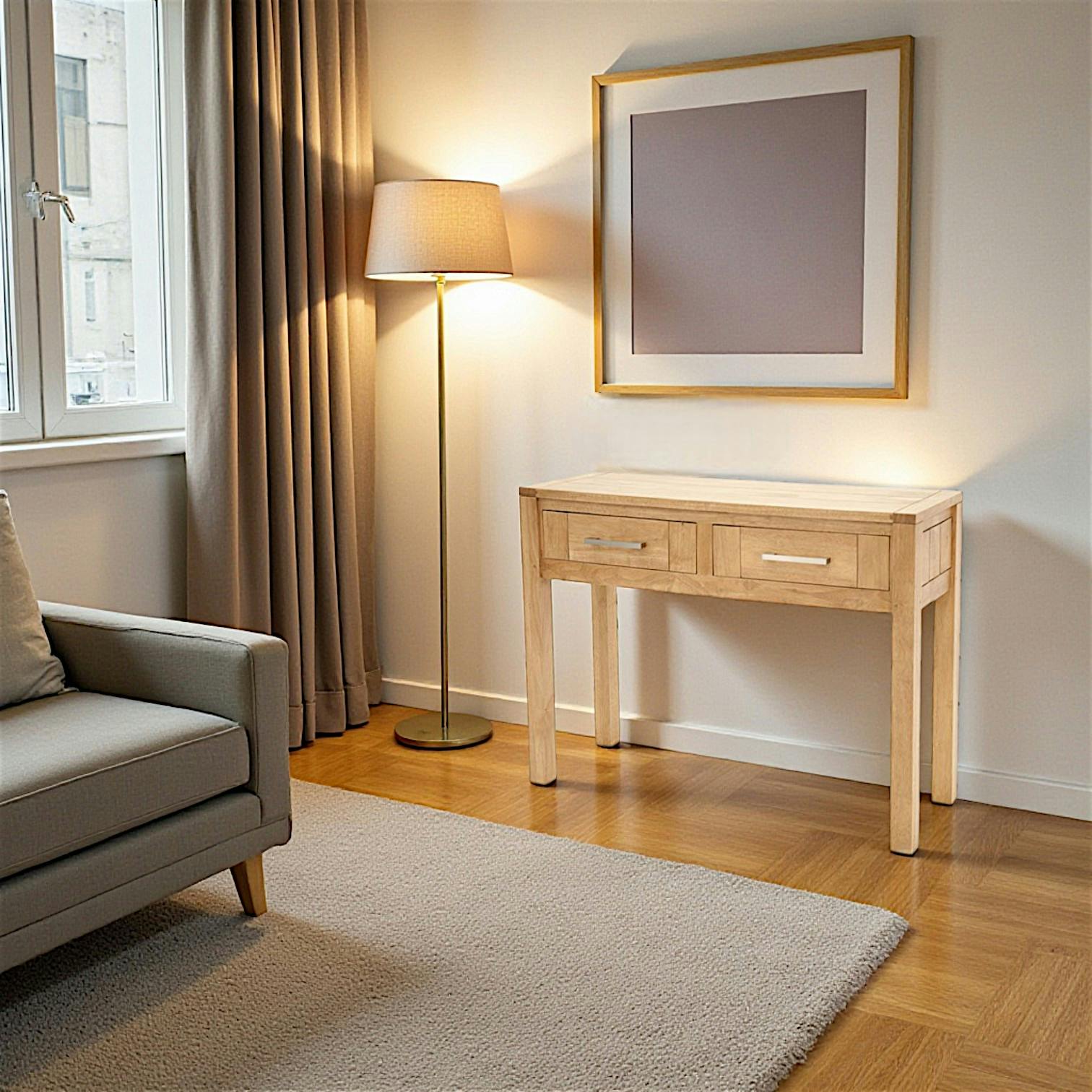 Console moderne bois hévéa avec tiroirs 100cm ATTAN