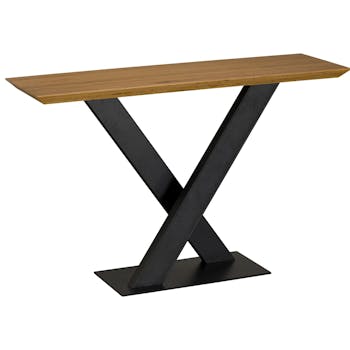 Console moderne bois pied en croix VOLGA