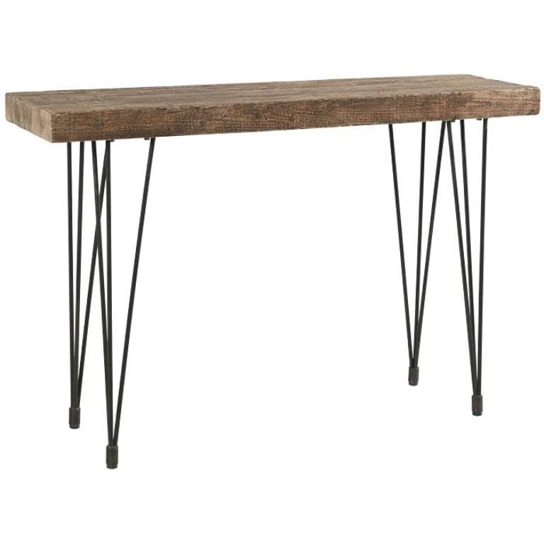 Console pin recyclé et fer vieilli 140cm LANDAISE