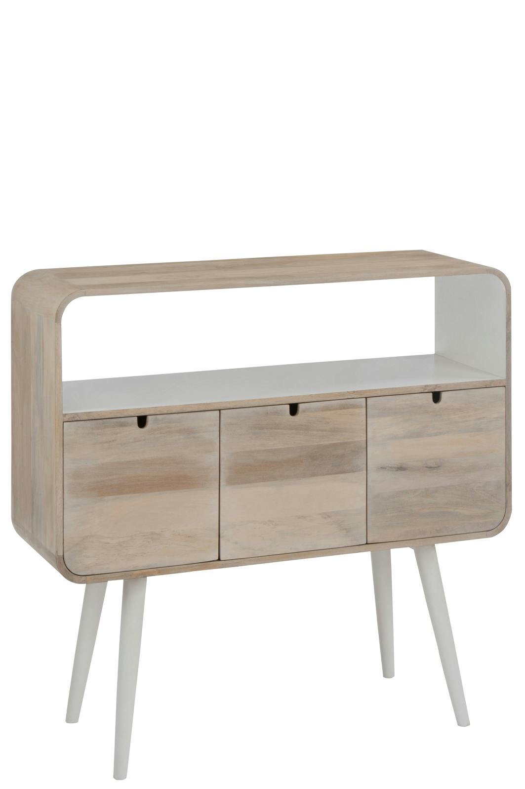 Console rétro en manguier naturel 3 tiroirs - 105x35x100cm