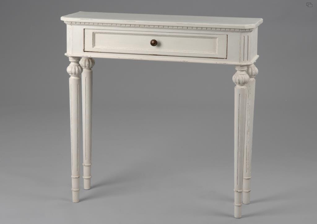 Console romantique bois vieilli blanc Louis Philippe 80 cm LEONIE L 80 x P 17 x  H 80 AMADEUS