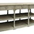 Console triple bois naturel patiné grisé blanchi 3 tiroirs, 2 niveaux bas L180xP50xH85cm PAOLIA