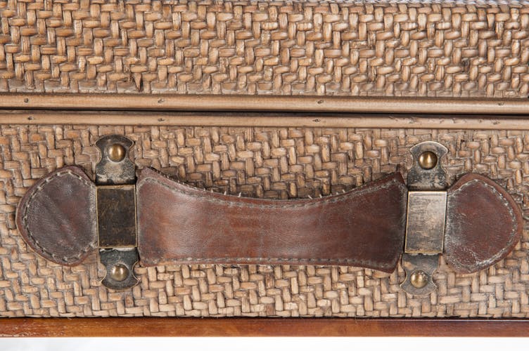 Console "valise" en rotin et métal - 80x40x88cm