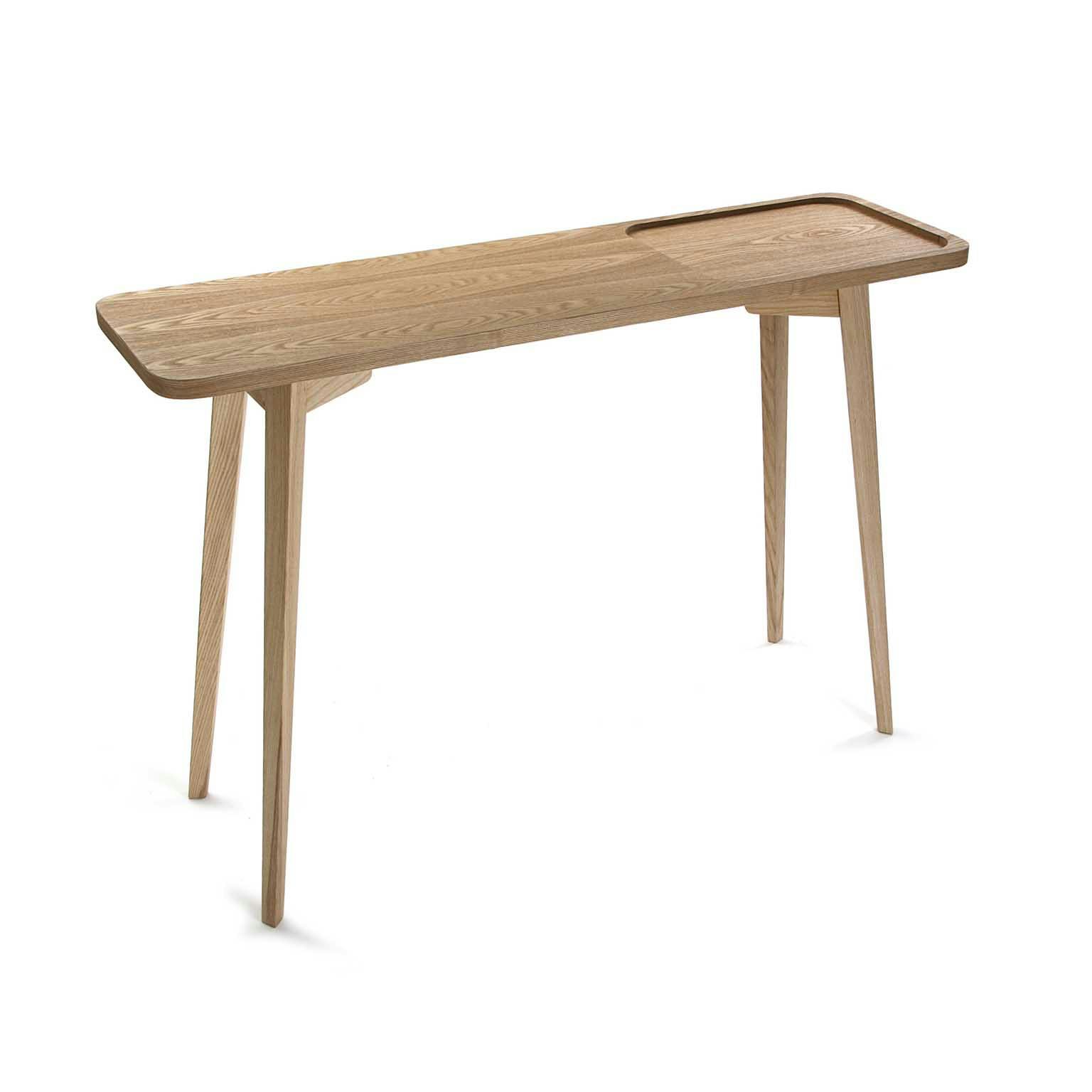 Console vintage style scandinave en bois clair évidé forme carrée 120x30xH80cm