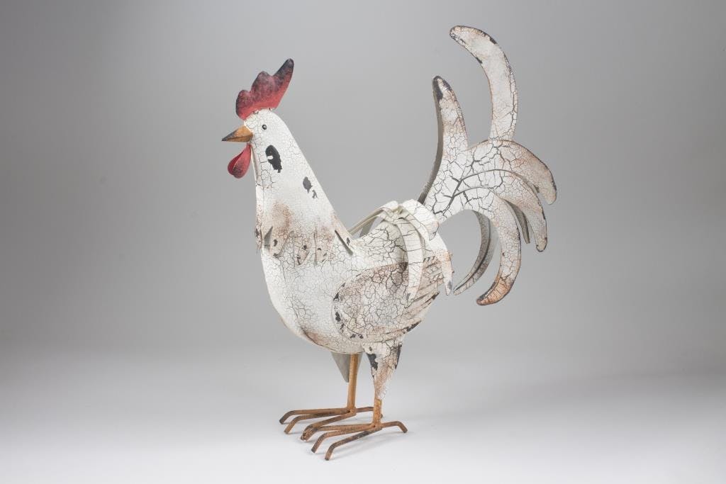 Coq métal vieilli debout H53