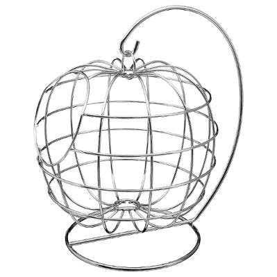 Corbeille forme pomme suspendue en métal chromé