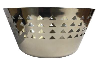 Corbeille ronde en inox ajouré forme triangles D24cm