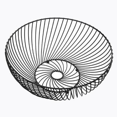 Corbeille ronde en métal noir forme torsade D30xH12cm