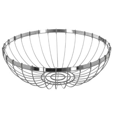 Corbeille ronde moderne en métal gris façon fil D30xH10cm