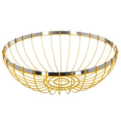 Corbeille ronde moderne en métal jaune façon fil D30xH10cm