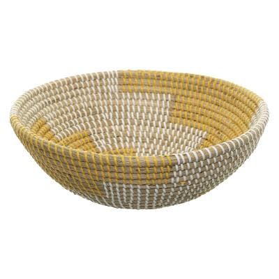 Corbeille tressée naturel jaune D30cm