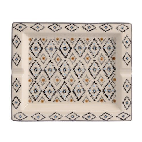Coupe / Centre de table 18x15,5cm Nelson écru à motifs Triangles et points orange et bleus