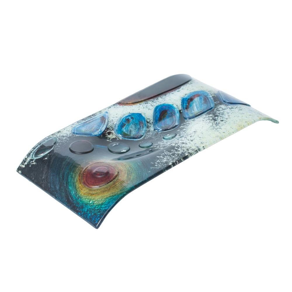 Coupe ellipse / Centre de table Pablo en verre décoré coloré en relief 54x28cm