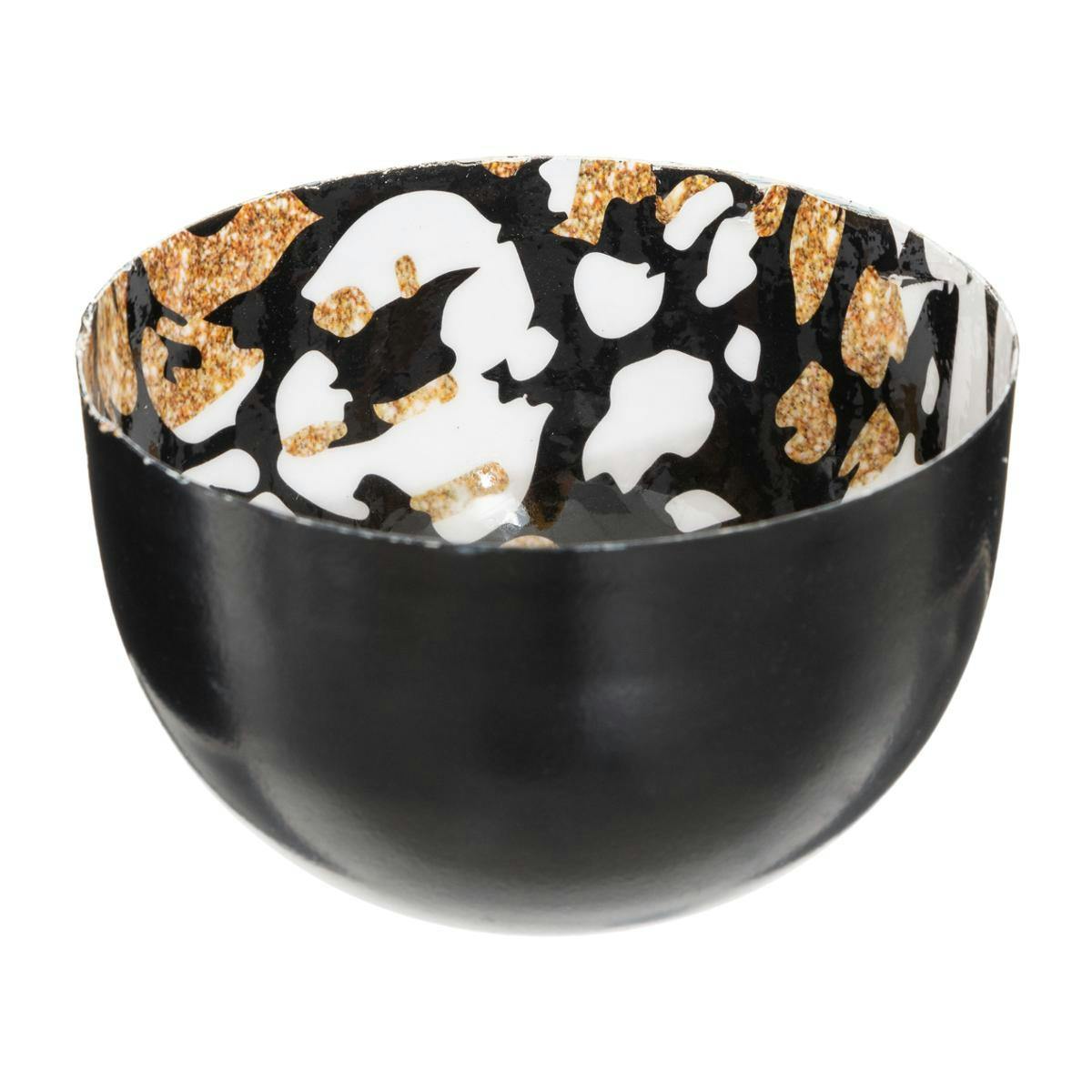 Coupelle 13 cm en métal laqué motif panthère noir et doré