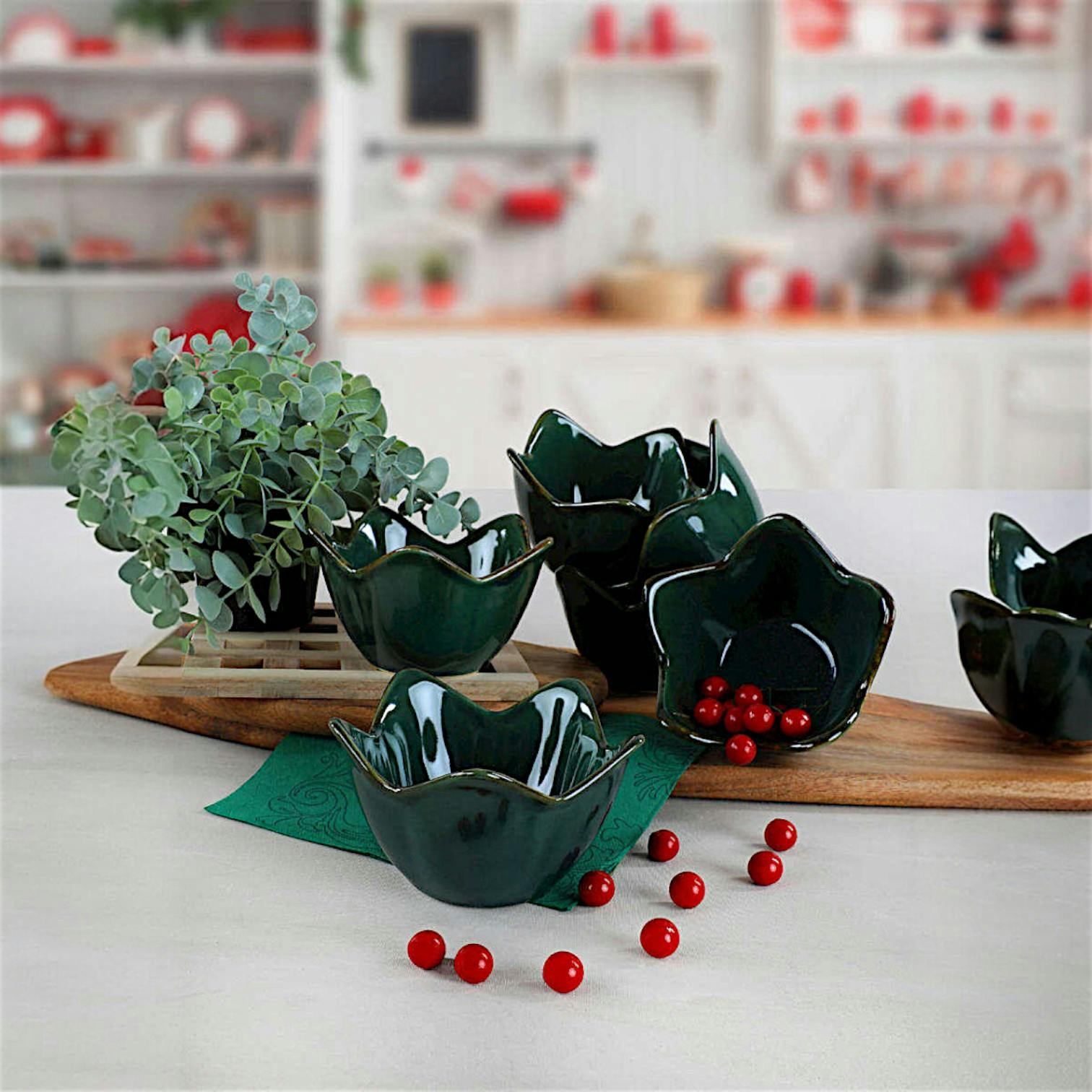 Coupelle apéro vert nuit, forme tulipe (lot de 6) EFIRA