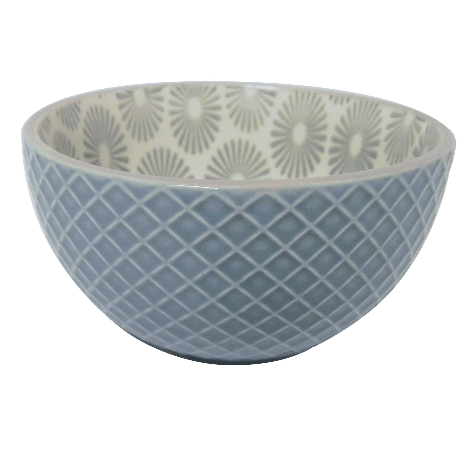 Coupelle ronde en faience bleu foncé et blanche D12cm