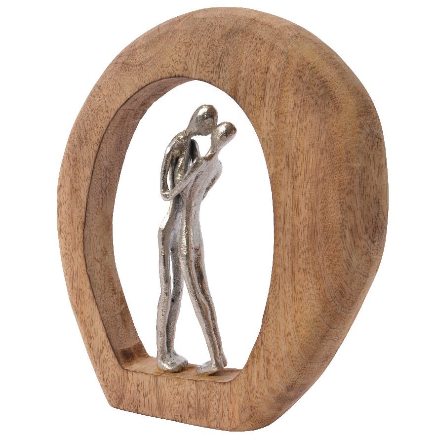 Couple enlacé alu dans cercle bois