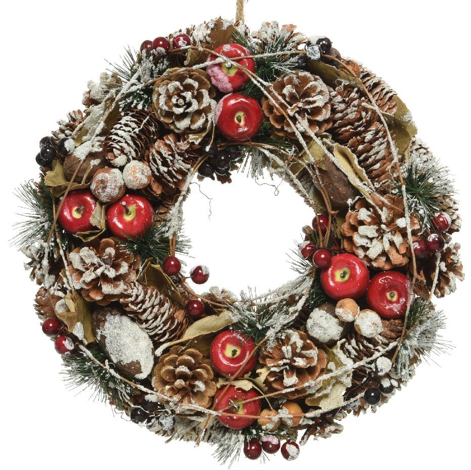 Couronne de Noël naturelle enneigée