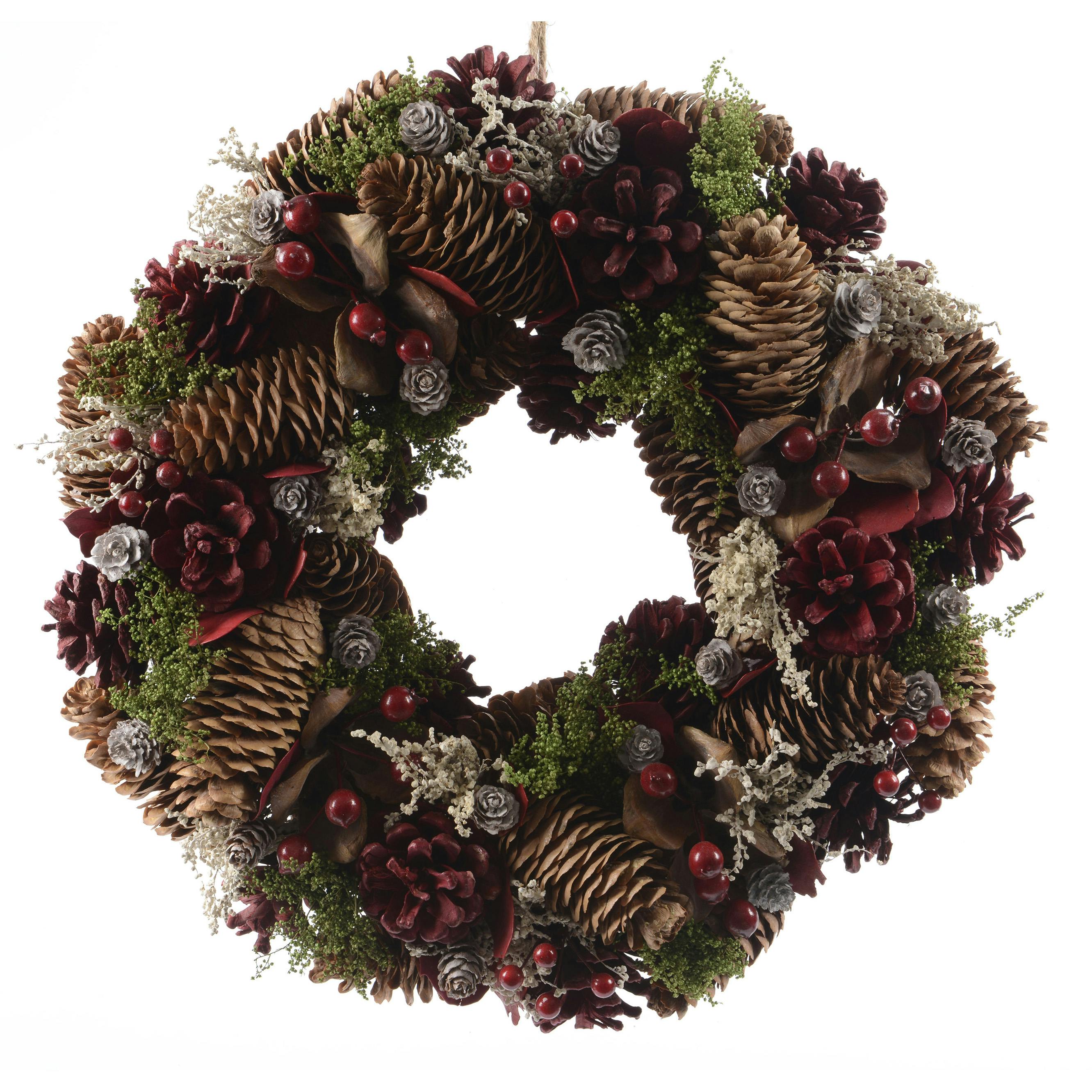 Couronne de Noël pin et baies D33 cm