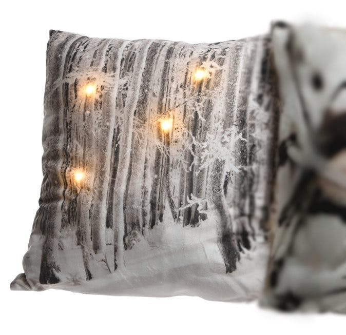 Coussin à LED décor Arbre en hiver 45x45cm