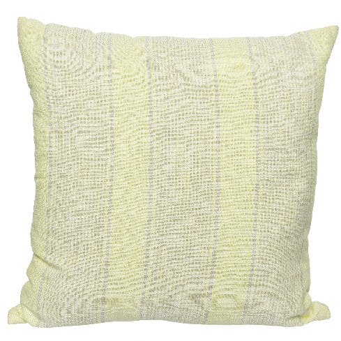 Coussin à rayures en coton tons jaune vert