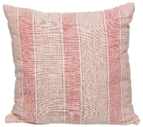 Coussin à rayures en coton tons rouge rose