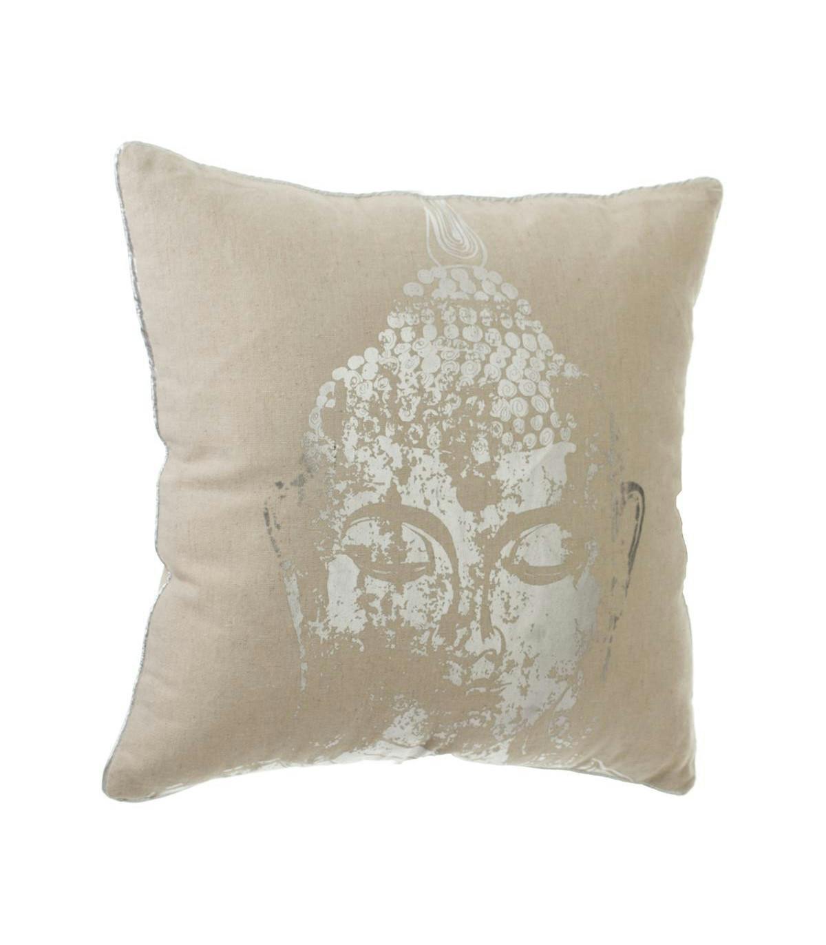 Coussin argenté imprimé bouddha