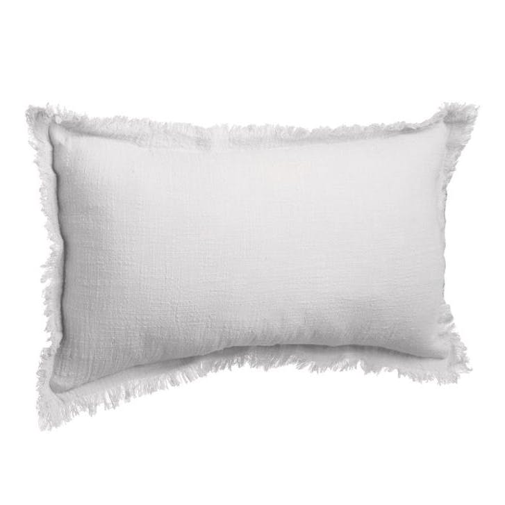Coussin avec contours à franges coloris gris 30x50cm