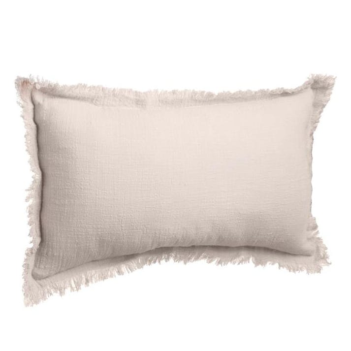 Coussin avec contours à franges coloris lin 30x50cm