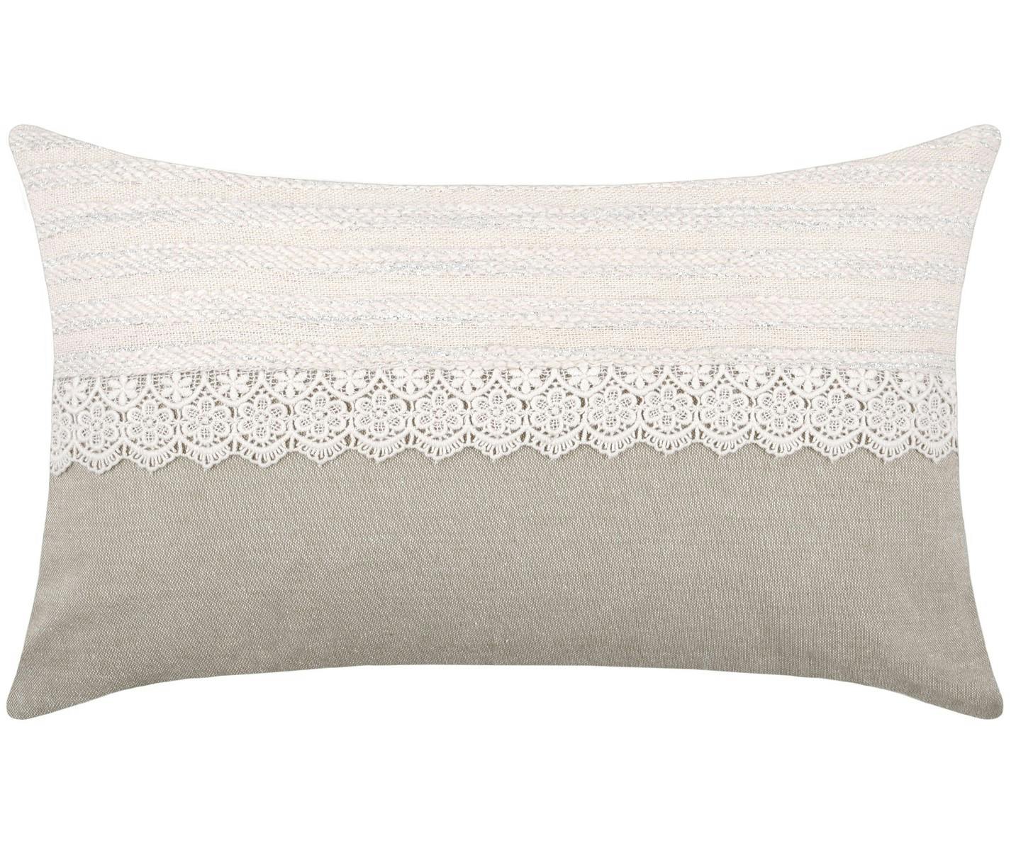 Coussin bande dentelée bicolore 30x50