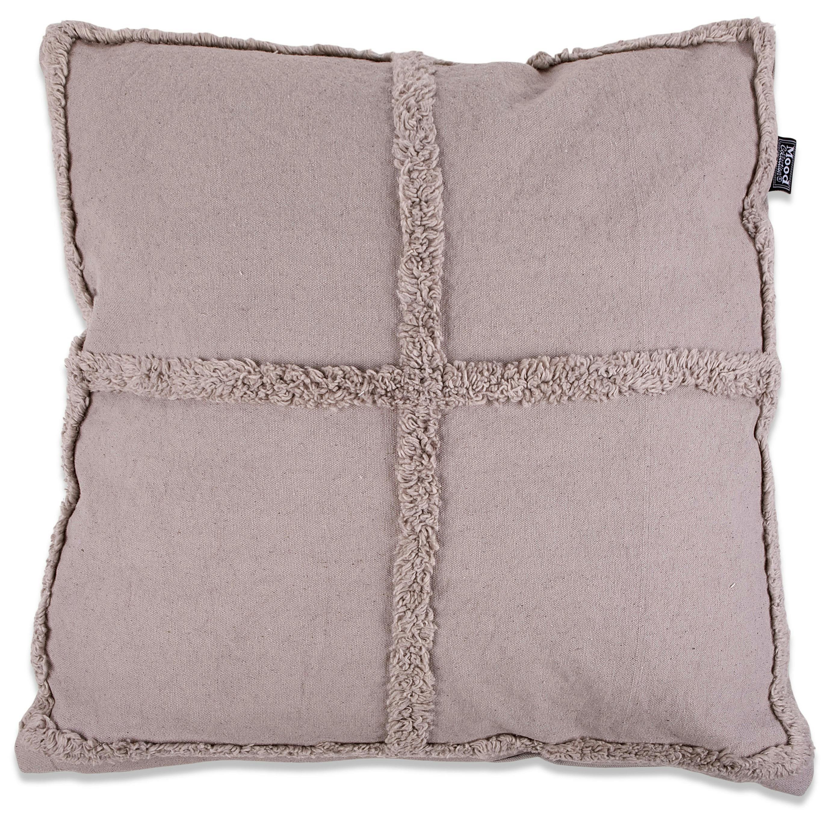 Coussin beige à carreaux