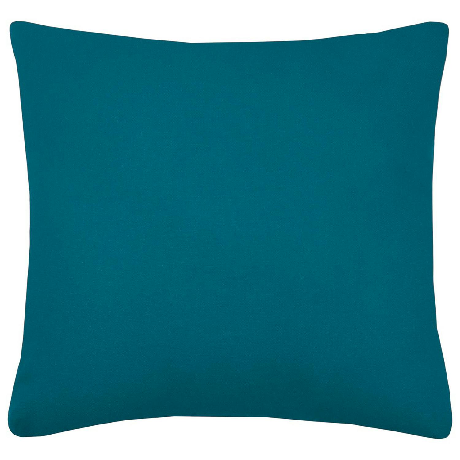 Coussin bicolore bleu pétrole / lin 50 x 50 cm