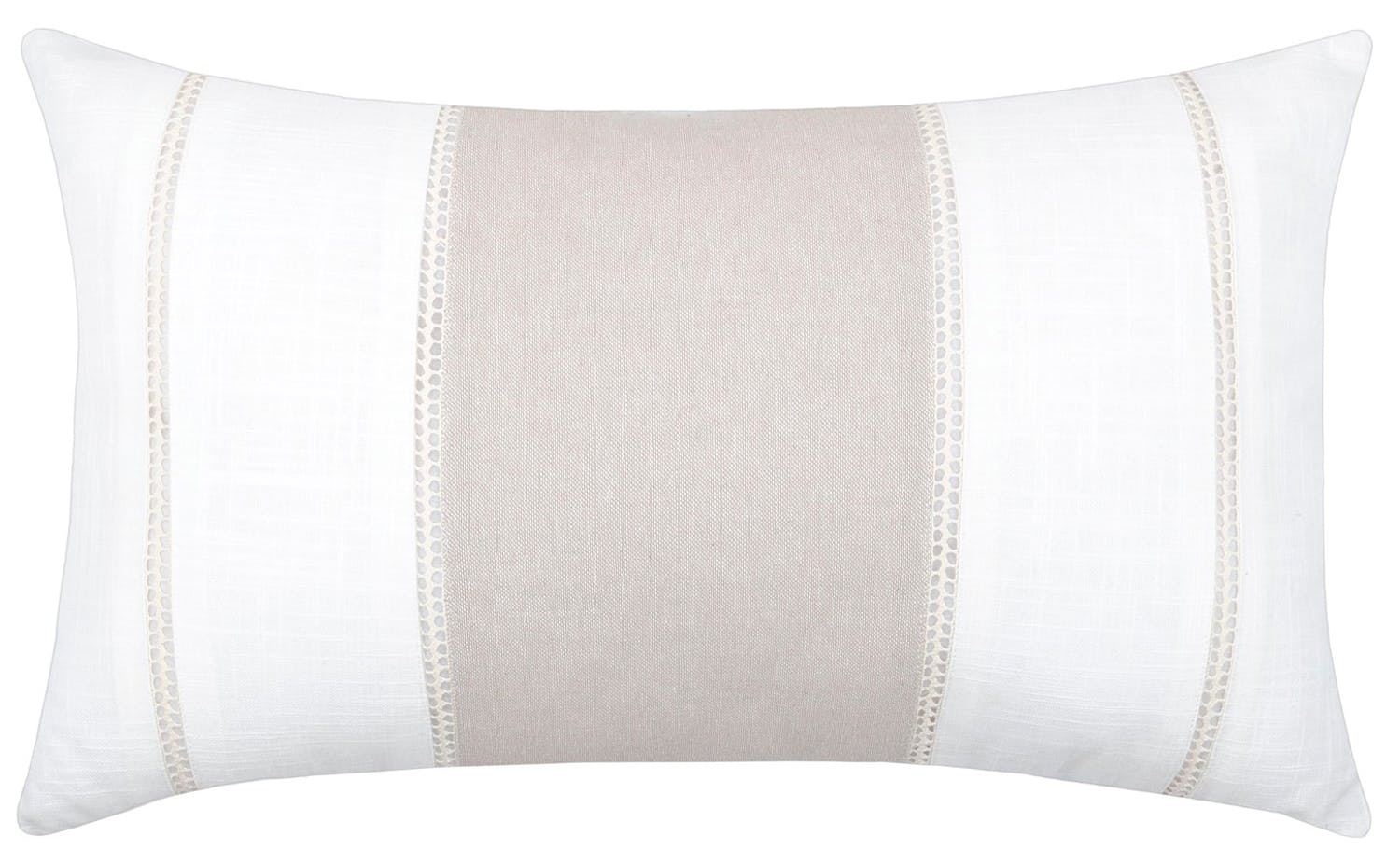 Coussin blanc à bandes grises 30 x 50 cm