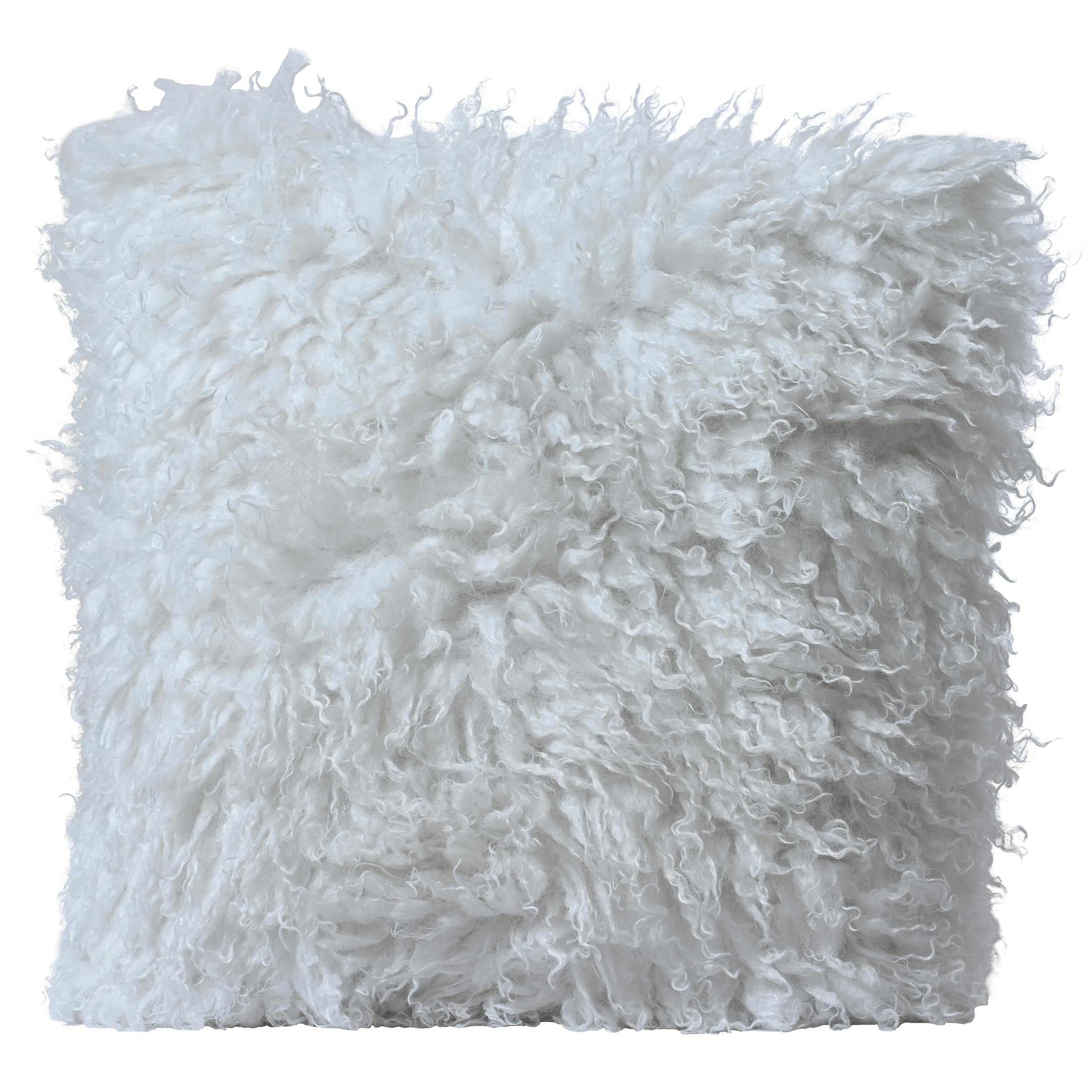 Coussin blanc bouclettes 45 x 45 cm